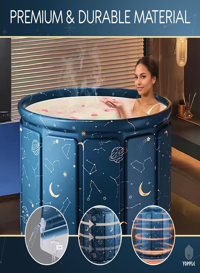 Yopple Foldable Soaking Tub for Adults, Portable Ice Bath Tub for Cold Water Therapy, Freestanding Foldable Bathtub for Shower, Spa, Outdoor Plunge Use (Planet Blue) - Image 3